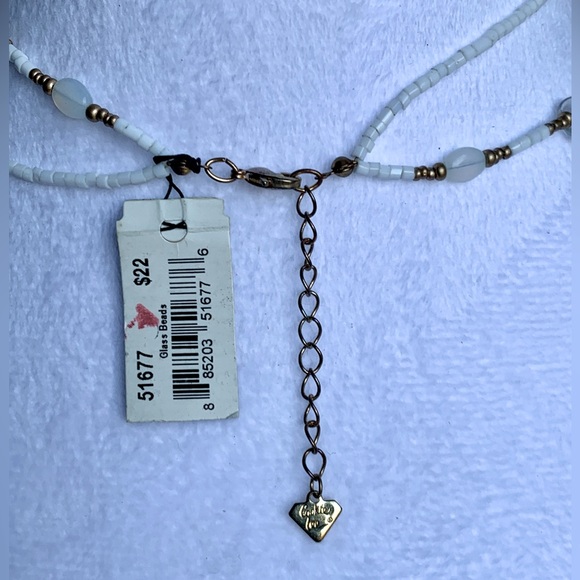 🥛 Double Strand Milky White Beed with Brass Tone Necklace by Cookie Lee - Picture 8 of 11